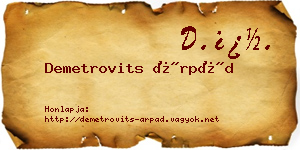 Demetrovits Árpád névjegykártya