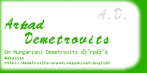 arpad demetrovits business card